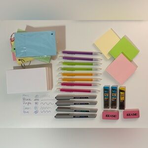 Colorful Stationery Set with Pens and Erasers